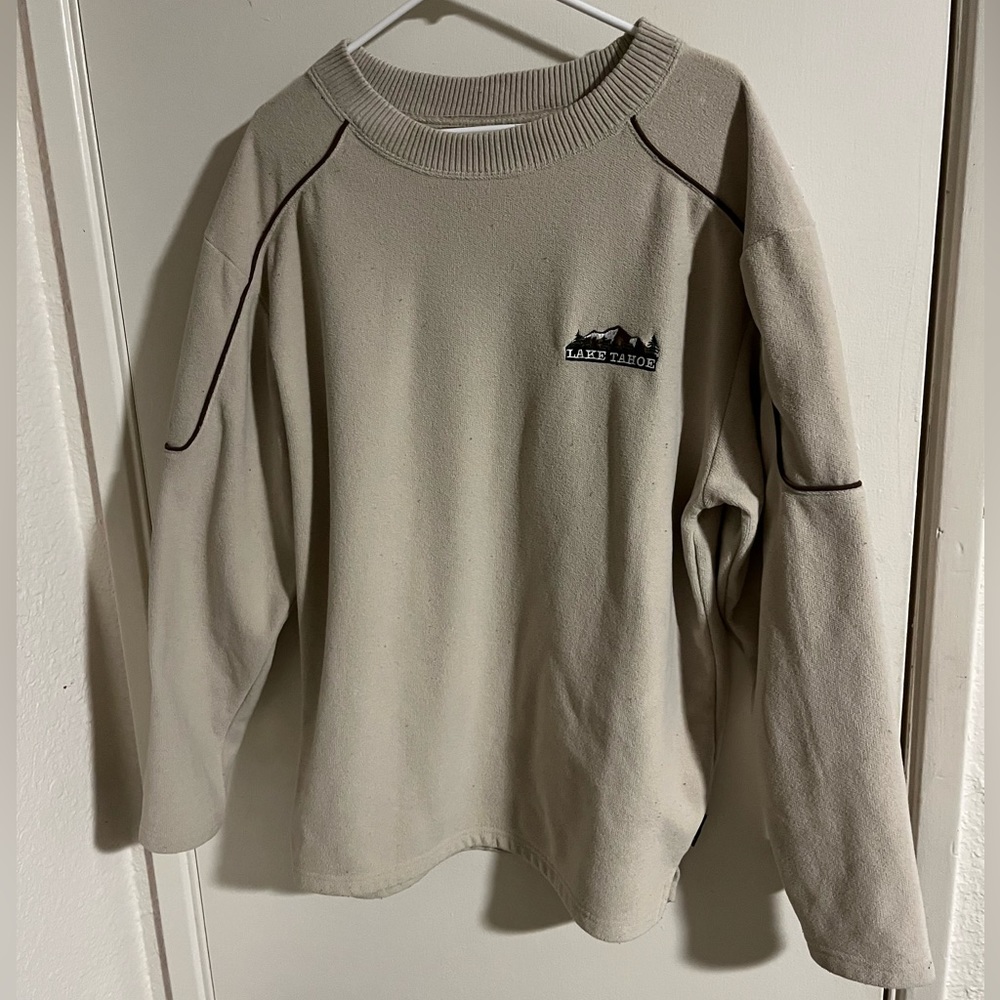 Vintage Renegade Lake Tahoe Sweater Tan w/ Lined Shoulder size XL